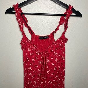 RED PRETTY LITTLE THING FLORAL DAY DRESS